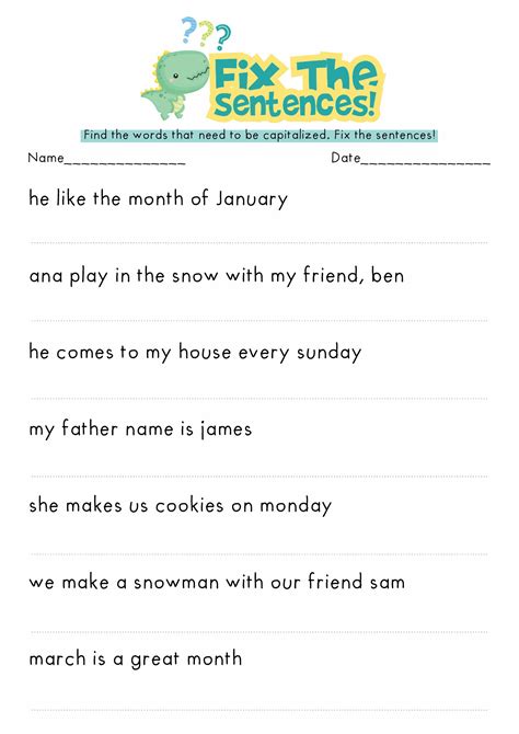 Printable Sentence Writing Worksheets
