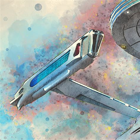 Star Trek Uss Enterprise A Watercolor Colored Pencil Art Print Etsy