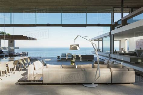 Modern Luxury Home Showcase Interior Living Room Open To Ocean View