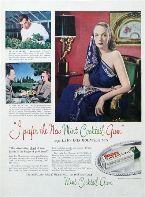 Lilibet diana is set to mark a new royal precedent as the daughter of meghan markle and prince lilibet diana will have 'different life' says royal insider. 1947 Warrens Mint Cocktail Gum Lady Iris Mountbatten ...