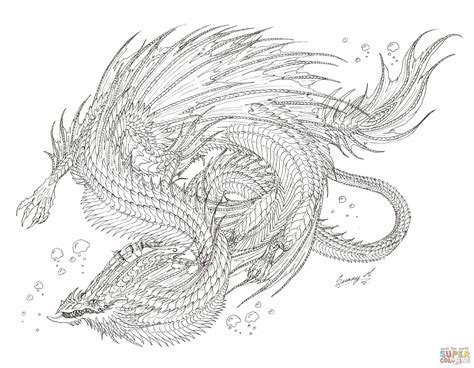 Water Realistic Dragon Coloring Pages Sketch Coloring Page