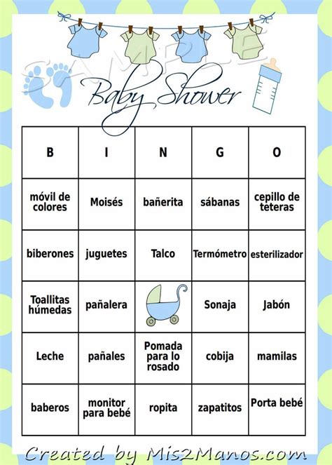 Baby Shower Bingo Game Blue Green Clothes Line Loteria Set Of Instant Download Digital