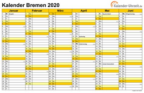 Feiertage 2020 Bremen Kalender