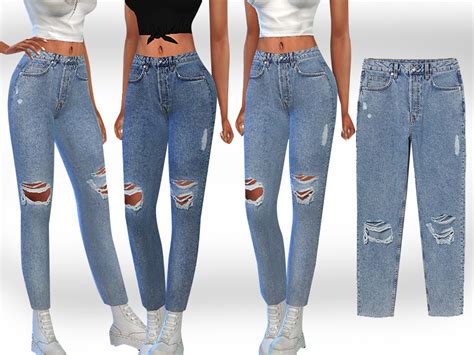 The Sims Resource Cropped Mesh Slim Mom Jeans By Saliwa Sims 4 Downloads