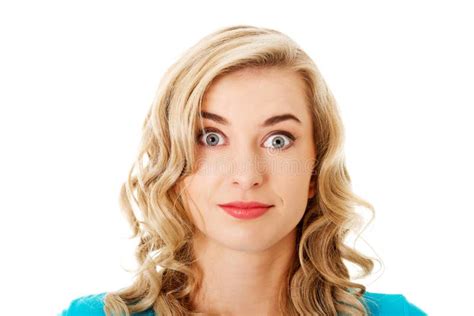 Portrait Of A Surprised Woman With Big Eyes Stock Photo Image Of