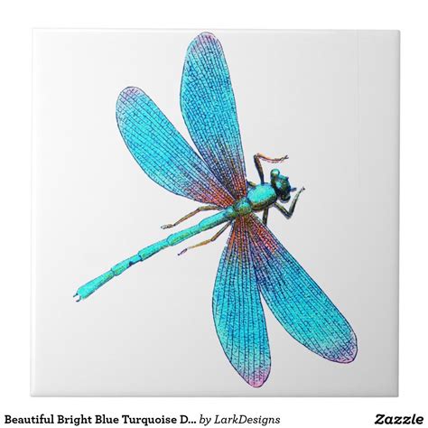 Beautiful Bright Blue Turquoise Dragonfly Tile Dragonfly