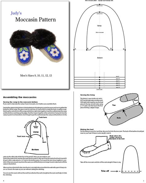 Mens Moccasin Pattern All Sizes Download Moccasin Pattern