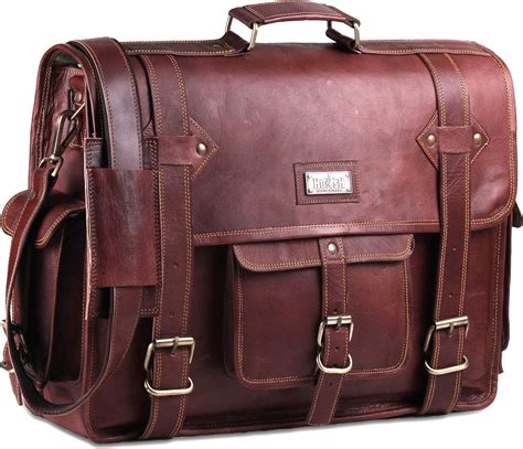 Hulsh Leather Messenger Bag For Men Vintage Laptop Bag Leather Satchel For Men