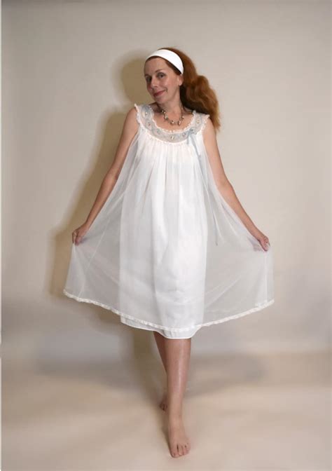 soft and fluffy vintage white nylon chiffon nightgown nightie etsy