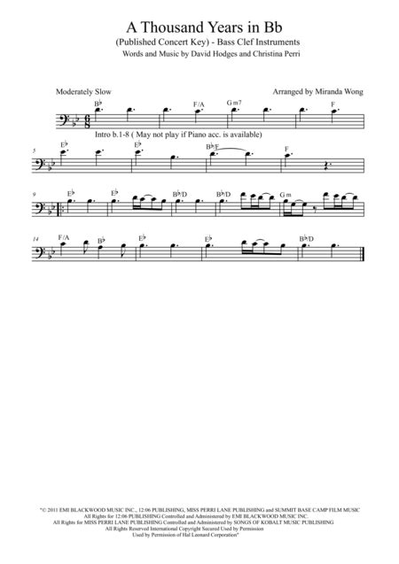 A Thousand Years Solo Cello Free Music Sheet
