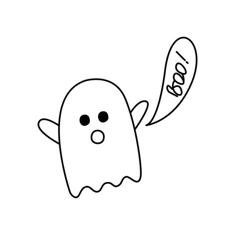 Halloween Ghost Cartoon Character Doodle Cute Ghost Scares And Says