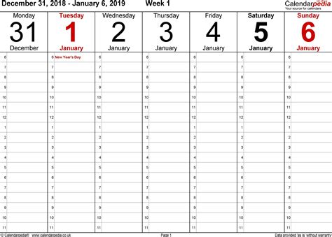 6 Week Calendar Template Word Weekly Calendar Template Excel