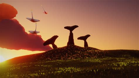 Sanctuary Islands Stone Statues Sunset Skygame
