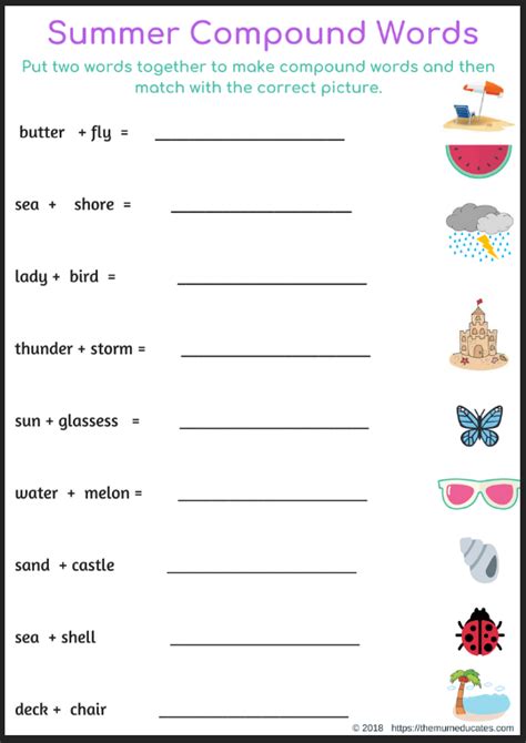 Summer Spelling: Compound words 2 - The Mum Educates