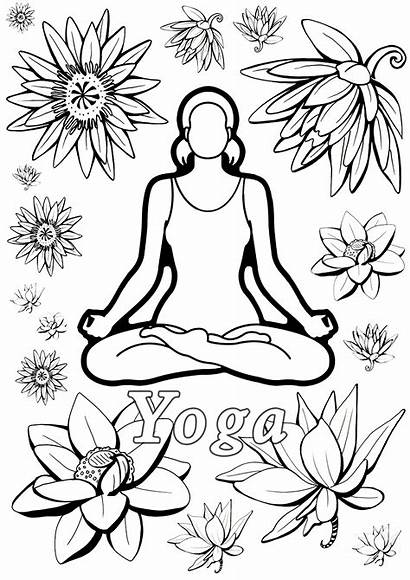 Yoga Coloring Lotus Pages Stress Adults Calm