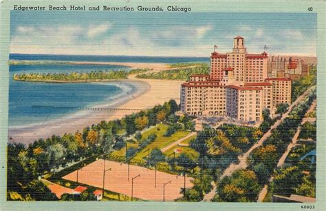 Chicago Illinois Il Edgewater Beach Hotel Linen Vintage Postcard Pc