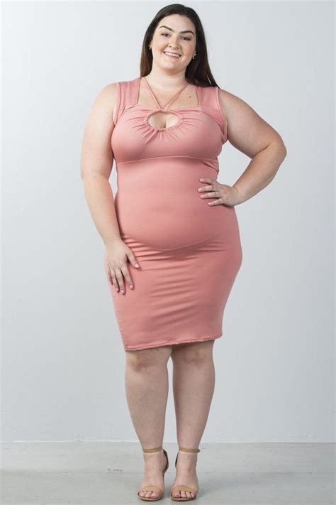 Strappy Plunge Bodycon Dress In 2020 Plus Size Fashion Dresses Curvy Size Dress Plunge