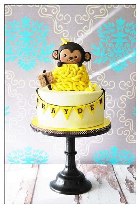 Monkey 1st Birthday Cake Cake By Bloomcakeco Cakesdecor