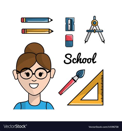 Teacher With School Tools To Learnd Royalty Free Vector