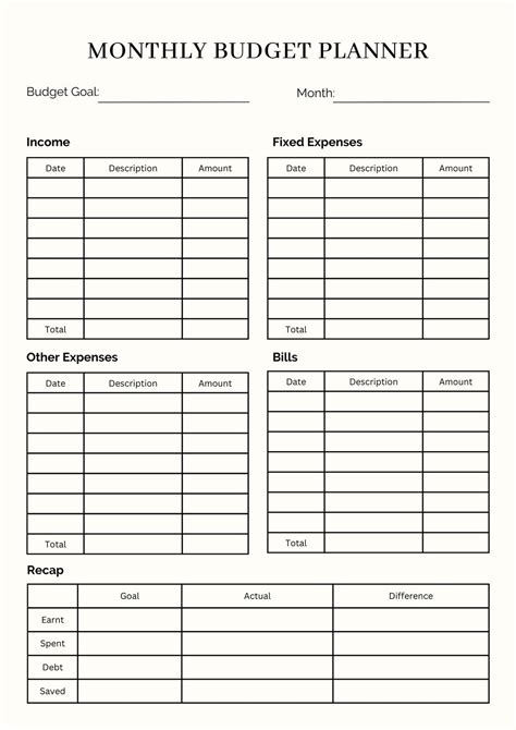 Printable monthly budget template pdf free printable worksheet 7068