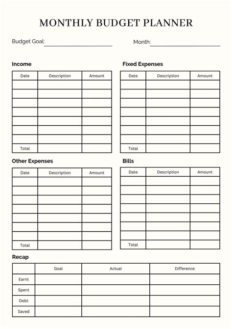 Bill Budget Planner Printable