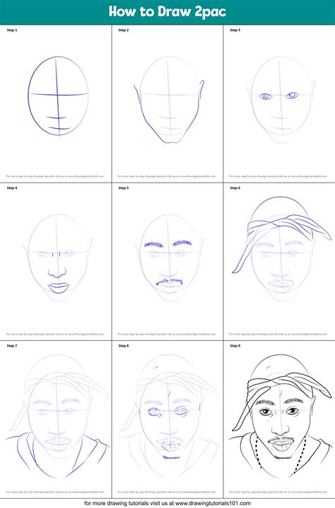 How To Draw 2pac Printable Step By Step Drawing Sheet