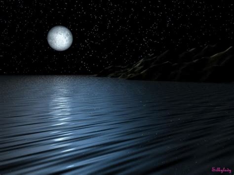 Moon Over Water Dark Full Moon Nature Night Other Reflection Ripples