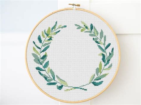 Cross stitch number psd pack fall watercolor pattern Watercolor Olive Tree Wreath Cross Stitch Pattern PDF ...