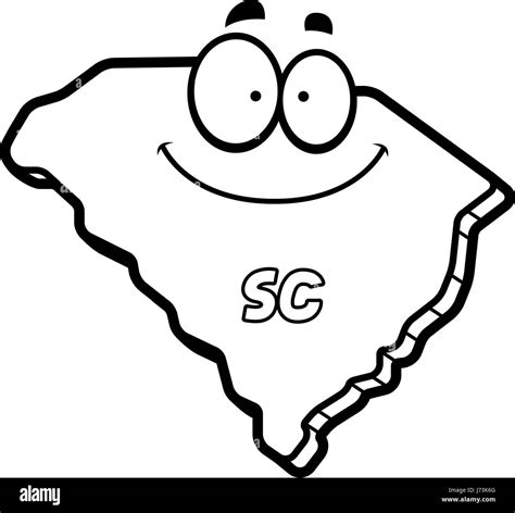 A Cartoon Illustration Of The State Of South Carolina Smiling Stock