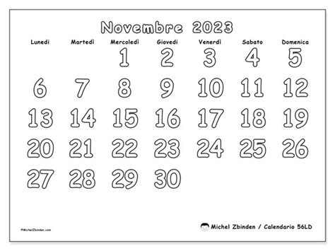Calendario Novembre 2023 Da Stampare “504ld” Michel Zbinden It