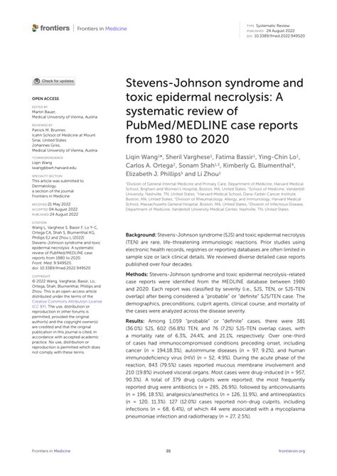 Pdf Stevens Johnson Syndrome And Toxic Epidermal Necrolysis A
