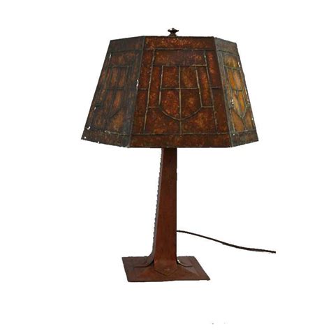 Hammered Copper Table Lamp W Original Mica Shade At 1stdibs