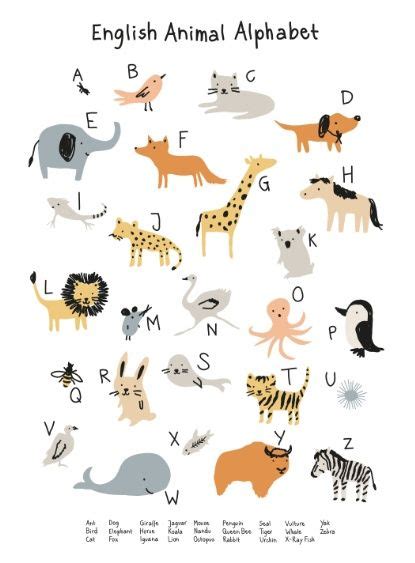 Animal Alphabet Art Print By Little Cube Society6 Alphabet Art