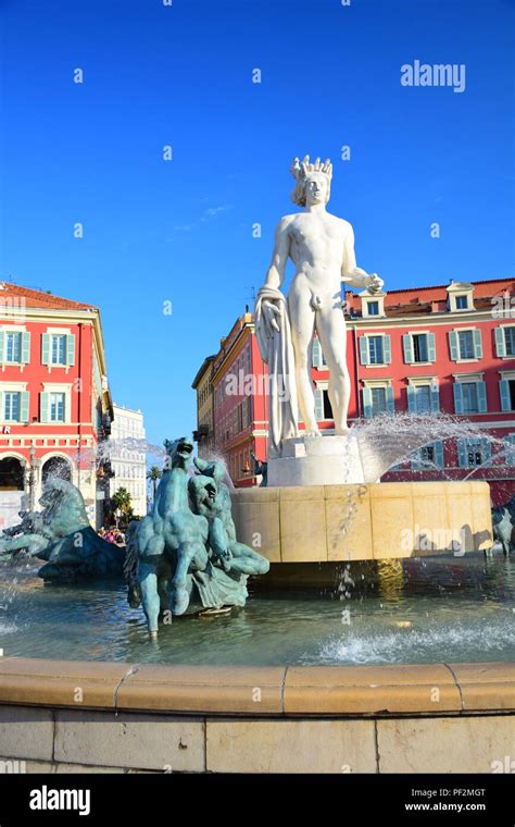 Fountain With Statue Of Apollo In The Place Massena In Nice France