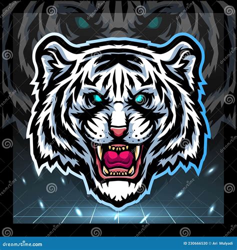 White Tiger Head Mascot Esport Logo Design Stock Vector Illustration