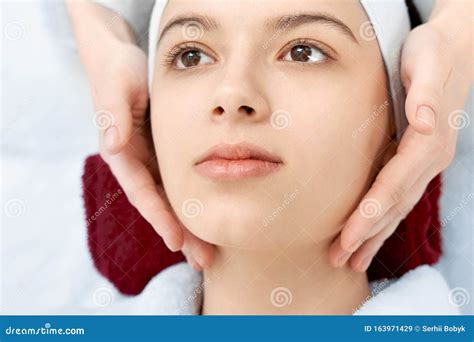 Female Hands Of Cosmetologist Making Massage To Client Stock Image Image Of Recreation
