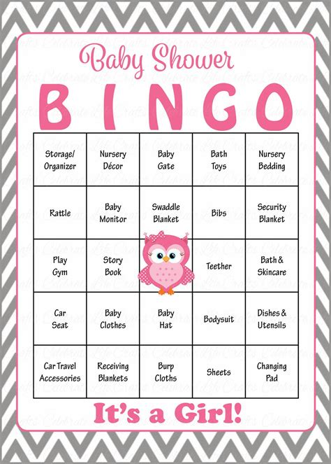 Owl Baby Bingo Cards Printable Download Prefilled Baby Shower Game For