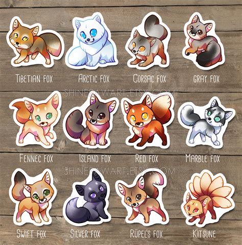 Collection Of Foxes Sticker Set On Etsy By Shinepawart On Deviantart
