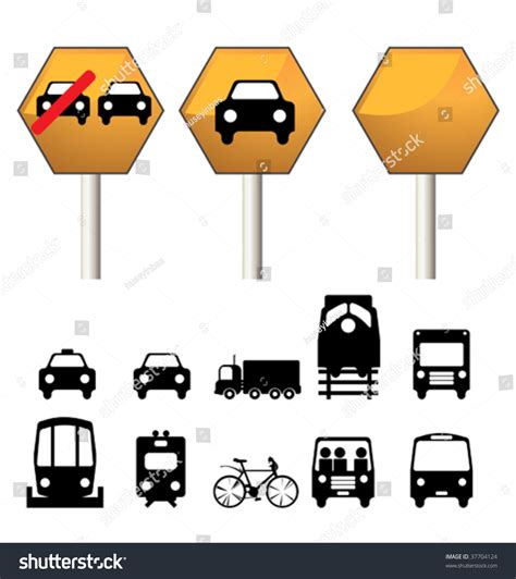 Traffic Signs And Symbols Of Vehicles Stock Vector Illustration