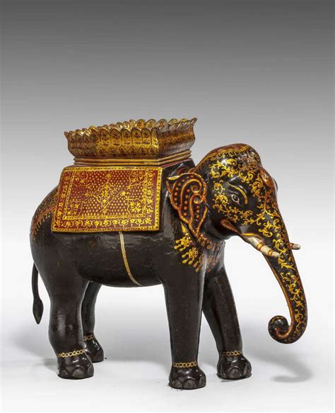 Early 20th Century Polychrome Caparisoned Elephant At 1stdibs