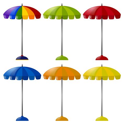 Umbrella In Six Different Colors 369813 Vector Art At Vecteezy