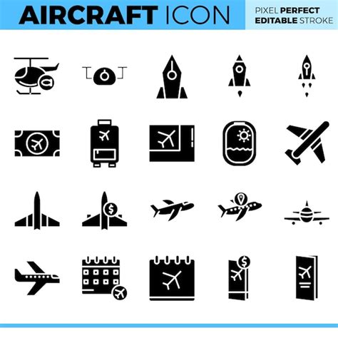 Premium Vector Vector Aircraft Icons Set