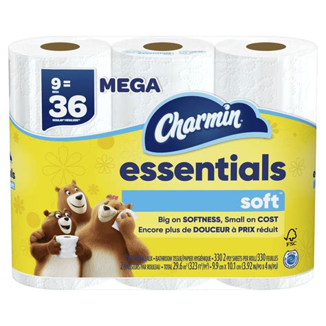 Charmin Essentials Soft Mega 2 Ply Toilet Paper Rolls 4 X 4 12 330