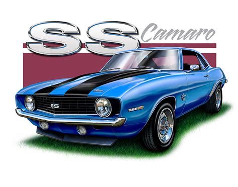 69 (album), a 1988 album by a.r. 69 Camaro Ss In Blue Digital Art by David Kyte