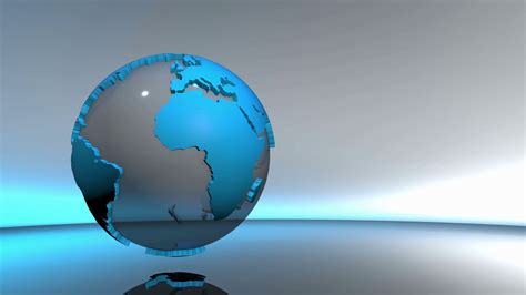 Advanced Futuristic Scene Of A 3d Spinning Glass Earth Globe With Blue