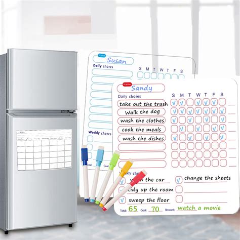 Buy Chore Chart 2pcs Behavior Chart And 5 Colored Markers Magnetic Dry