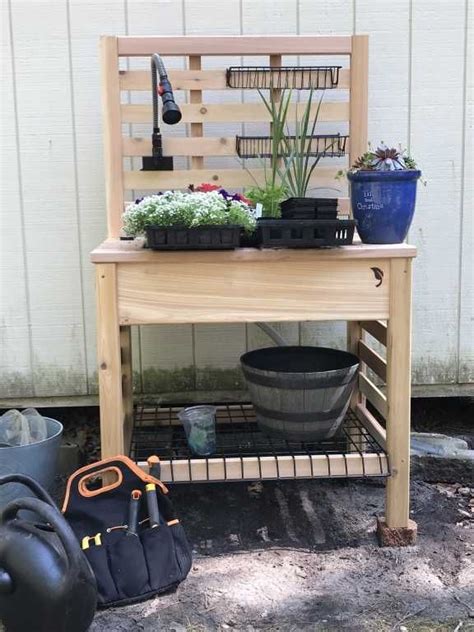 Maybe you would like to learn more about one of these? CedarLast Potting Bench with Sink and Shelf | Gardener's ...