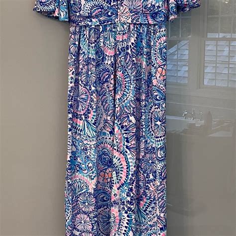 Lilly Pulitzer Dresses Lilly Pulitzer Minka Sleeved Maxi Dress Blue Grotto Commotion In The