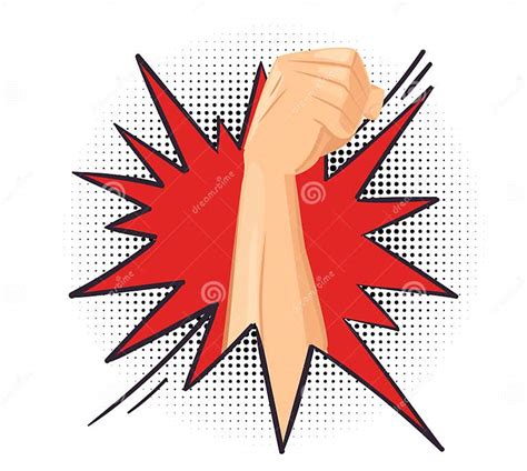 punch fist breaks through obstacle energetic human hand stock vector illustration of action