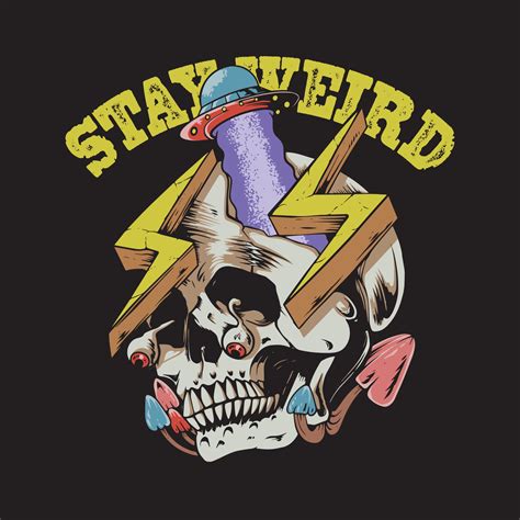 Stay Weird Illustration T Shirt And Sticker Design 14003727 Vector Art